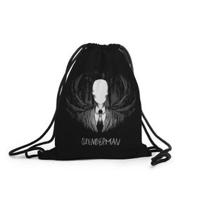 Рюкзак-мешок 3D с принтом SLENDER MAN в городе Новоалтайск, 100% полиэстер | плотность ткани — 200 г/м2, размер — 35 х 45 см; лямки — толстые шнурки, застежка на шнуровке, без карманов и подкладки | Тематика изображения на принте: horror | slender | slender the arrival | slenderman | монстры | ночь | фантастика