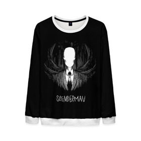 Мужской свитшот 3D с принтом SLENDER MAN в городе Новоалтайск, 100% полиэстер с мягким внутренним слоем | круглый вырез горловины, мягкая резинка на манжетах и поясе, свободная посадка по фигуре | horror | slender | slender the arrival | slenderman | монстры | ночь | фантастика