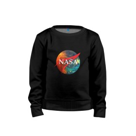 Детский свитшот хлопок с принтом Nasa Space в городе Новоалтайск, 100% хлопок | круглый вырез горловины, эластичные манжеты, пояс и воротник | америка | астронавт | звезды | космонавт | космос | логотип | наса | сша