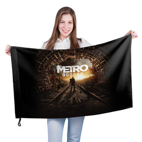 Флаг 3D с принтом  METRO EXODUS | МЕТРО ИСХОД в городе Новоалтайск, 100% полиэстер | плотность ткани — 95 г/м2, размер — 67 х 109 см. Принт наносится с одной стороны | exodus | horror | metro exodus | survival | игры | исход | метро | метро 2035