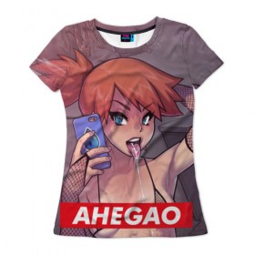 Женская футболка 3D с принтом Poke Ahegao в городе Новоалтайск, 100% полиэфир ( синтетическое хлопкоподобное полотно) | прямой крой, круглый вырез горловины, длина до линии бедер | ahegao | anime | pokemon | аниме | ахегао | покемон