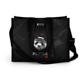 Сумка-шоппер 3D с принтом Cygo - panda E в городе Новоалтайск, 100% полиэстер | застегивается на металлическую кнопку; внутренний карман застегивается на молнию. Стенки укреплены специальным мягким материалом, чтобы защитить содержимое от несильных ударов
 | cygo | panda e | rap | бандана | гепард | голова | леонид вакальчук | медведь | мы бежим с тобой как будто от гепарда | надпись | панда е | реп | репер | рэп | рэпер | сайго | суго | цуго