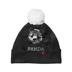 Шапка 3D c помпоном с принтом Cygo - panda E в городе Новоалтайск, 100% полиэстер | универсальный размер, печать по всей поверхности изделия | Тематика изображения на принте: cygo | panda e | rap | бандана | гепард | голова | леонид вакальчук | медведь | мы бежим с тобой как будто от гепарда | надпись | панда е | реп | репер | рэп | рэпер | сайго | суго | цуго