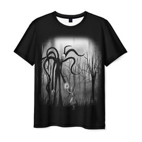 Мужская футболка 3D с принтом Slenderman в городе Новоалтайск, 100% полиэфир | прямой крой, круглый вырез горловины, длина до линии бедер | Тематика изображения на принте: slenderman