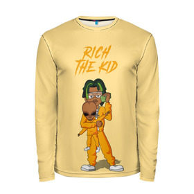 Мужской лонгслив 3D с принтом Rich The Kid в городе Новоалтайск, 100% полиэстер | длинные рукава, круглый вырез горловины, полуприлегающий силуэт | freshman | kid | plug | rap | rich | the | walk | богатый | волк | зе кид | инопланетянин | нло | плаг | ребенок | репер | рич | рэп | рэпер | фрешмен