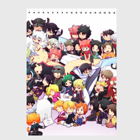 Скетчбук с принтом Full Gintama в городе Новоалтайск, 100% бумага
 | 48 листов, плотность листов — 100 г/м2, плотность картонной обложки — 250 г/м2. Листы скреплены сверху удобной пружинной спиралью | Тематика изображения на принте: anime | gin tama | gintama | аниме | гинтама