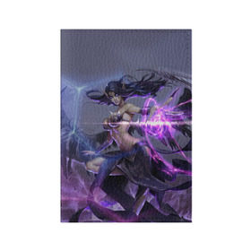 Обложка для паспорта матовая кожа с принтом Моргана | League of Legends в городе Новоалтайск, натуральная матовая кожа | размер 19,3 х 13,7 см; прозрачные пластиковые крепления | league | legends | lol | morgana | блеск | искра | крылья | лига легенд | магия | полет | свет