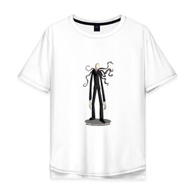 Мужская футболка хлопок Oversize с принтом The Slender Man в городе Новоалтайск, 100% хлопок | свободный крой, круглый ворот, “спинка” длиннее передней части | creepypasta | hooror | man | slender | slenderman | высокий | крипипаста | слендер | тонкий | тощий | ужасы | человек