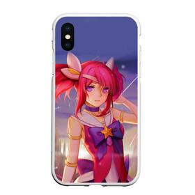 Чехол для iPhone XS Max матовый с принтом Звёздная Защитница в городе Новоалтайск, Силикон | Область печати: задняя сторона чехла, без боковых панелей | league | legends | lol | бант | волосы | девушка | звезда | лига легенд | молодая | розовые | яркая
