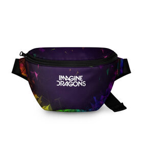 Поясная сумка 3D с принтом IMAGINE DRAGONS в городе Новоалтайск, 100% полиэстер | плотная ткань, ремень с регулируемой длиной, внутри несколько карманов для мелочей, основное отделение и карман с обратной стороны сумки застегиваются на молнию | alteranative rock | imagone dragons | music | rap | rock | альтернативный рок | группа | драконы | музыка | музыканты | реп | рок