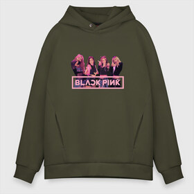 Мужское худи Oversize хлопок с принтом Black Pink в городе Новоалтайск, френч-терри — 70% хлопок, 30% полиэстер. Мягкий теплый начес внутри —100% хлопок | боковые карманы, эластичные манжеты и нижняя кромка, капюшон на магнитной кнопке | Тематика изображения на принте: black pink | blackpink | square two | square up | дженни ким | лалиса манобан