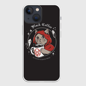 Чехол для iPhone 13 mini с принтом Cat Wizard в городе Новоалтайск,  |  | Тематика изображения на принте: black magic | cat | coffee | food | love | magic | witchcraft | волшебство | кот | кофе | магия