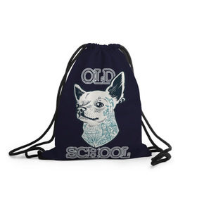 Рюкзак-мешок 3D с принтом Old school Chihuahua в городе Новоалтайск, 100% полиэстер | плотность ткани — 200 г/м2, размер — 35 х 45 см; лямки — толстые шнурки, застежка на шнуровке, без карманов и подкладки | chihuahua | dog | old school | tattoo | олдскул | собака | тату | чихуахуа