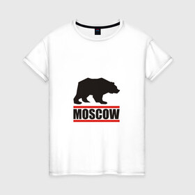 Женская футболка хлопок с принтом Moscow в городе Новоалтайск, 100% хлопок | прямой крой, круглый вырез горловины, длина до линии бедер, слегка спущенное плечо | moscow | москва | русский