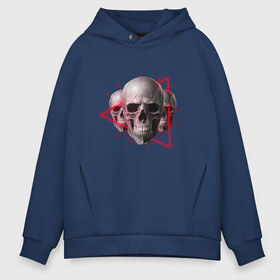 Мужское худи Oversize хлопок с принтом Skulls в городе Новоалтайск, френч-терри — 70% хлопок, 30% полиэстер. Мягкий теплый начес внутри —100% хлопок | боковые карманы, эластичные манжеты и нижняя кромка, капюшон на магнитной кнопке | Тематика изображения на принте: abstraction | agression | evil | figure | geometry | hard | red | skeleton | skull | triangle | абстракция | агрессия | геометрия | грубый | дерзкий | красный | треугольник | фигура | череп