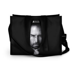 Сумка-шоппер 3D с принтом Steve Jobs в городе Новоалтайск, 100% полиэстер | застегивается на металлическую кнопку; внутренний карман застегивается на молнию. Стенки укреплены специальным мягким материалом, чтобы защитить содержимое от несильных ударов
 | iphone | steve jobs | стив джобс | эппл