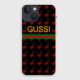 Чехол для iPhone 13 mini с принтом GUSSI в городе Новоалтайск,  |  | anti brend | gussi | trend | антибренд | гуси | мода | надписи | тренд