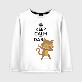 Детский лонгслив хлопок с принтом Cat dab в городе Новоалтайск, 100% хлопок | круглый вырез горловины, полуприлегающий силуэт, длина до линии бедер | cat | dab | keep calm | даб | дэб | кот