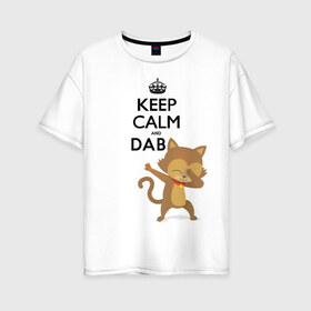 Женская футболка хлопок Oversize с принтом Cat dab в городе Новоалтайск, 100% хлопок | свободный крой, круглый ворот, спущенный рукав, длина до линии бедер
 | cat | dab | keep calm | даб | дэб | кот