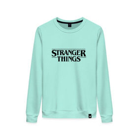 Женский свитшот хлопок с принтом STRANGER THINGS в городе Новоалтайск, 100% хлопок | прямой крой, круглый вырез, на манжетах и по низу широкая трикотажная резинка  | 011 | netflix | stranger things | нетфликс | одиннадцатая | очень странные дела | сериалы