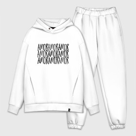 Мужской костюм хлопок OVERSIZE с принтом Amor Amor Amor в городе Новоалтайск,  |  | Тематика изображения на принте: егор крид | любовь | надпись | тату | холостяк