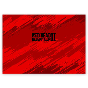 Поздравительная открытка с принтом RED DEAD REDEMPTION 2 в городе Новоалтайск, 100% бумага | плотность бумаги 280 г/м2, матовая, на обратной стороне линовка и место для марки
 | gamer | gun | logo | play | player | rdr2 | red dead redemption 2 | rockstar | western | вестерн | ковбои | компьютерные игры 2019 | криминал | лого | рокстар