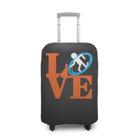 Чехол для чемодана 3D с принтом Love Portal в городе Новоалтайск, 86% полиэфир, 14% спандекс | двустороннее нанесение принта, прорези для ручек и колес | aperture labs | люблю | портал