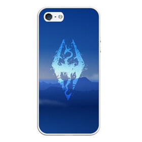Чехол для iPhone 5/5S матовый с принтом THE ELDER SCROLLS в городе Новоалтайск, Силикон | Область печати: задняя сторона чехла, без боковых панелей | dovahkiin | dragonborn | fus ro dah | haeven | rpg | sky | skyrim | tes | the elder scrolls | докавин | небо | рпг