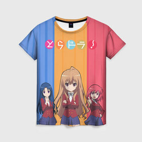 Женская футболка 3D с принтом Toradora! - Taiga Aisaka в городе Новоалтайск, 100% полиэфир ( синтетическое хлопкоподобное полотно) | прямой крой, круглый вырез горловины, длина до линии бедер | taiga aisaka | tiger x dragon | toradora | тайга айсака | торадора