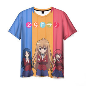 Мужская футболка 3D с принтом Toradora! - Taiga Aisaka в городе Новоалтайск, 100% полиэфир | прямой крой, круглый вырез горловины, длина до линии бедер | taiga aisaka | tiger x dragon | toradora | тайга айсака | торадора