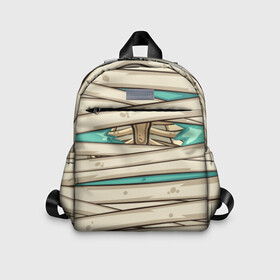 Детский рюкзак 3D с принтом Мумия в городе Новоалтайск, 100% полиэстер | лямки с регулируемой длиной, сверху петелька, чтобы рюкзак можно было повесить на вешалку. Основное отделение закрывается на молнию, как и внешний карман. Внутри дополнительный карман. По бокам два дополнительных кармашка | Тематика изображения на принте: бинты | зомби | мертвец | мумия | труп