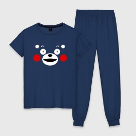 Женская пижама хлопок с принтом KUMAMON в городе Новоалтайск, 100% хлопок | брюки и футболка прямого кроя, без карманов, на брюках мягкая резинка на поясе и по низу штанин | japanese | kumamon | kumamoto | аниме | игрушка | кумамон | кумамото сапурайдзу | персонаж | талисман | япония