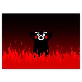 Поздравительная открытка с принтом KUMAMON ВО СЛАВУ САТАНЕ в городе Новоалтайск, 100% бумага | плотность бумаги 280 г/м2, матовая, на обратной стороне линовка и место для марки
 | japanese | kumamon | kumamoto | аниме | игрушка | кумамон | кумамото сапурайдзу | персонаж | талисман | япония