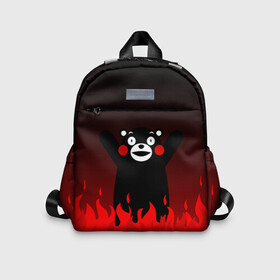 Детский рюкзак 3D с принтом Kumamon горит в городе Новоалтайск, 100% полиэстер | лямки с регулируемой длиной, сверху петелька, чтобы рюкзак можно было повесить на вешалку. Основное отделение закрывается на молнию, как и внешний карман. Внутри дополнительный карман. По бокам два дополнительных кармашка | japanese | kumamon | kumamoto | аниме | игрушка | кумамон | кумамото сапурайдзу | персонаж | талисман | япония