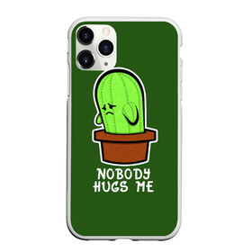 Чехол для iPhone 11 Pro Max матовый с принтом Nobody Hugs Me в городе Новоалтайск, Силикон |  | Тематика изображения на принте: cactus | hugs | me | nobody | sad | горшок | горшочек | грусть | кактус | надпись | обнимашки | объятия | печаль | тоска