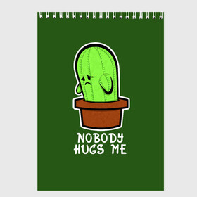 Скетчбук с принтом Nobody Hugs Me в городе Новоалтайск, 100% бумага
 | 48 листов, плотность листов — 100 г/м2, плотность картонной обложки — 250 г/м2. Листы скреплены сверху удобной пружинной спиралью | cactus | hugs | me | nobody | sad | горшок | горшочек | грусть | кактус | надпись | обнимашки | объятия | печаль | тоска