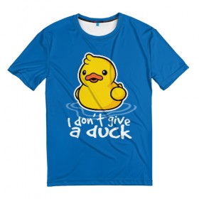 Мужская футболка 3D с принтом I Don`t Give a Duck в городе Новоалтайск, 100% полиэфир | прямой крой, круглый вырез горловины, длина до линии бедер | Тематика изображения на принте: duck | yellow | вода | водичка | желтая | жру | кря | прикол | утка | уточка