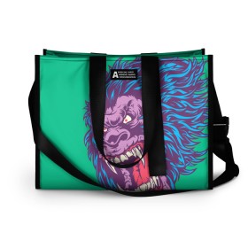 Сумка-шоппер 3D с принтом Neon Yeti в городе Новоалтайск, 100% полиэстер | застегивается на металлическую кнопку; внутренний карман застегивается на молнию. Стенки укреплены специальным мягким материалом, чтобы защитить содержимое от несильных ударов
 | beast | gorilla | monster | горилла | животное | йети | монстр