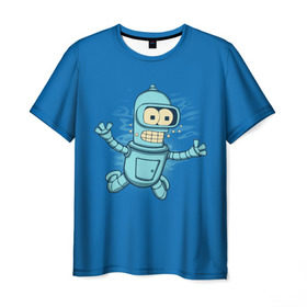 Мужская футболка 3D с принтом Bender Nevermind в городе Новоалтайск, 100% полиэфир | прямой крой, круглый вырез горловины, длина до линии бедер | bender | futurama | mult | nevermind | nirvana | simpsons | zoidberg | бендер | зойдберг | мульт | мультик | мультфильм | симпсоны | футурама