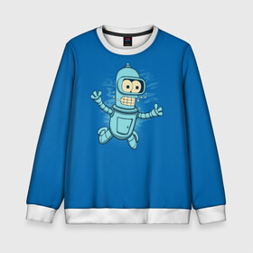 Детский свитшот 3D с принтом Bender Nevermind в городе Новоалтайск, 100% полиэстер | свободная посадка, прямой крой, мягкая тканевая резинка на рукавах и понизу свитшота | bender | futurama | mult | nevermind | nirvana | simpsons | zoidberg | бендер | зойдберг | мульт | мультик | мультфильм | симпсоны | футурама