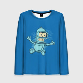 Женский лонгслив 3D с принтом Bender Nevermind в городе Новоалтайск, 100% полиэстер | длинные рукава, круглый вырез горловины, полуприлегающий силуэт | bender | futurama | mult | nevermind | nirvana | simpsons | zoidberg | бендер | зойдберг | мульт | мультик | мультфильм | симпсоны | футурама