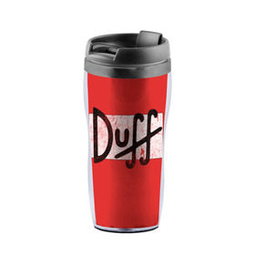 Термокружка-непроливайка с принтом Duff Beer в городе Новоалтайск, внутренняя часть — пищевой пластик, наружная часть — прозрачный пластик, между ними — полиграфическая вставка с рисунком | объем — 350 мл, герметичная крышка | beer | donut | duff | fun | homer | joke | simpson | simpsons | гомер | дафф | пончик | прикол | приколы | симпсон | симпсоны