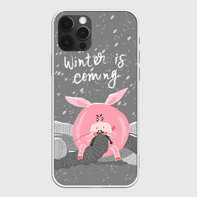 Чехол для iPhone 12 Pro Max с принтом Winter is coming в городе Новоалтайск, Силикон |  | весёлый | вяжет | год | домашняя | животные | зима | клубок | мороз | надпись | наступает | новый год | п | поздравление | поросенок | праздник | прикольный | пятачок | рождество | розовый