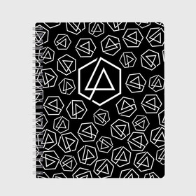 Тетрадь с принтом LINKIN PARK PATTERN в городе Новоалтайск, 100% бумага | 48 листов, плотность листов — 60 г/м2, плотность картонной обложки — 250 г/м2. Листы скреплены сбоку удобной пружинной спиралью. Уголки страниц и обложки скругленные. Цвет линий — светло-серый
 | alteranative rock | chester bennington | linkin park | logo | mike shinoda | music | rap | rock | альтернативный рок | группа | лого | музыка | реп | рок