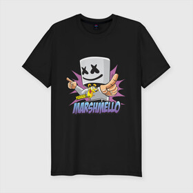 Мужская футболка хлопок Slim с принтом Marshmello в городе Новоалтайск, 92% хлопок, 8% лайкра | приталенный силуэт, круглый вырез ворота, длина до линии бедра, короткий рукав | dj | marshmello | marshmelo | в маске | диджей | клубная | клубняк | маршмелло | маршмеллоу | маршмело | маршмэллоу | музыка | электронная
