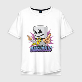 Мужская футболка хлопок Oversize с принтом Marshmello в городе Новоалтайск, 100% хлопок | свободный крой, круглый ворот, “спинка” длиннее передней части | dj | marshmello | marshmelo | в маске | диджей | клубная | клубняк | маршмелло | маршмеллоу | маршмело | маршмэллоу | музыка | электронная