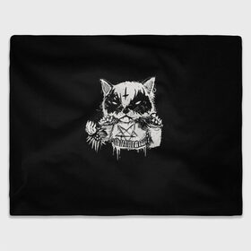 Плед 3D с принтом Dark Cat в городе Новоалтайск, 100% полиэстер | закругленные углы, все края обработаны. Ткань не мнется и не растягивается | cat | cats | dark | kitten | kitty | pussy | satan | дикий | злой | кот | котенок | котик | котики | коты | котята | кошка | кошки | мрачный | сатанист | черный