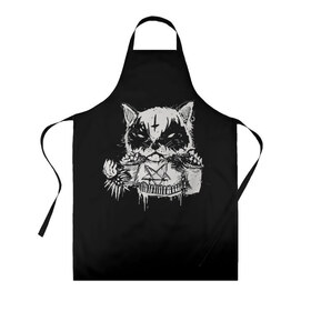 Фартук 3D с принтом Dark Cat в городе Новоалтайск, 100% полиэстер | общий размер — 65 х 85 см, ширина нагрудника — 26 см, горловина — 53 см, длина завязок — 54 см, общий обхват в поясе — 173 см. Принт на завязках и на горловине наносится с двух сторон, на основной части фартука — только с внешней стороны | cat | cats | dark | kitten | kitty | pussy | satan | дикий | злой | кот | котенок | котик | котики | коты | котята | кошка | кошки | мрачный | сатанист | черный