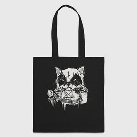 Сумка 3D повседневная с принтом Dark Cat в городе Новоалтайск, 100% полиэстер | Плотность: 200 г/м2; Размер: 34×35 см; Высота лямок: 30 см | cat | cats | dark | kitten | kitty | pussy | satan | дикий | злой | кот | котенок | котик | котики | коты | котята | кошка | кошки | мрачный | сатанист | черный