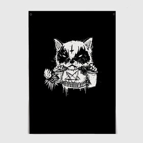 Постер с принтом Dark Cat в городе Новоалтайск, 100% бумага
 | бумага, плотность 150 мг. Матовая, но за счет высокого коэффициента гладкости имеет небольшой блеск и дает на свету блики, но в отличии от глянцевой бумаги не покрыта лаком | cat | cats | dark | kitten | kitty | pussy | satan | дикий | злой | кот | котенок | котик | котики | коты | котята | кошка | кошки | мрачный | сатанист | черный